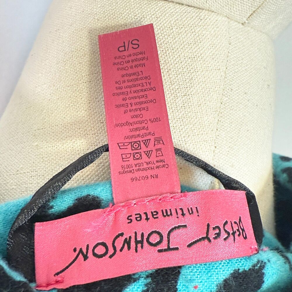 Betsey Johnson | Pajama Top | Turqoise Leopard Long Sleeve | Sz S / P - Picture 2 of 3